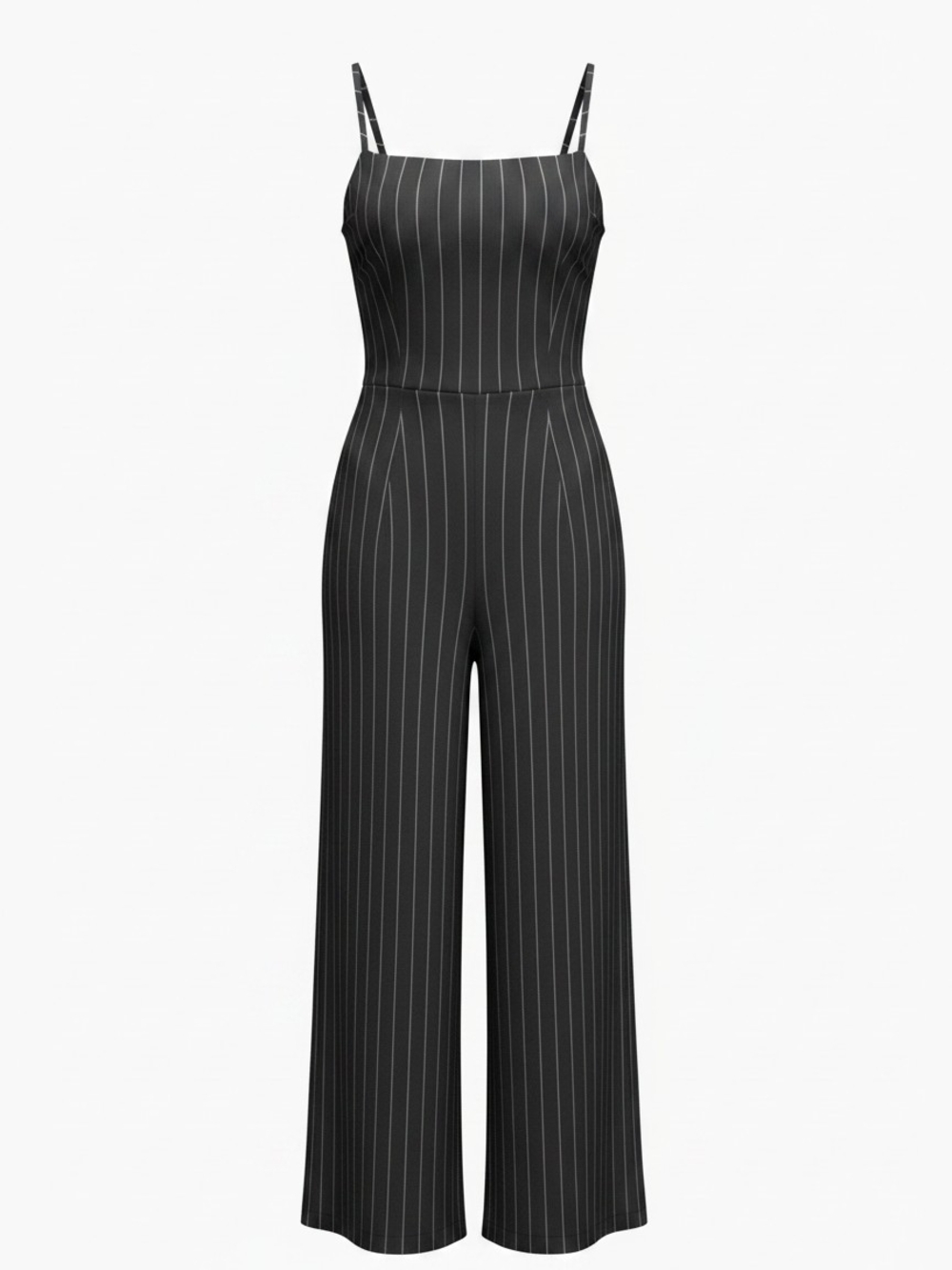 Banana Republic Black Pinstripe Wide-Leg Spaghetti-Strap Jumpsuit
